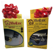 ViviLux Red Laser + Super Bright Flexible Craft Light - Velcro with 2" Round 3x Optical Grade Magnifier